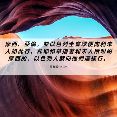 Picture 06 - 民 數 記 8:20 CUVT - 摩 西 、 亞 倫 ， 並 以 色 列 全 會 - Bible Verse Picture