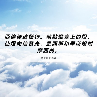 Picture 06 - 民 數 記 8:3 CUVT - 亞 倫 便 這 樣 行 。 他 點 燈 臺 上 - Bible Verse Picture