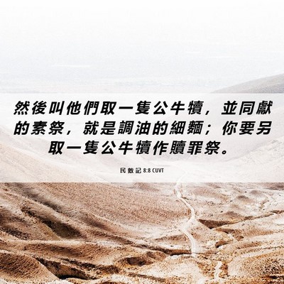 Picture 06 - 民 數 記 8:8 CUVT - 然 後 叫 他 們 取 一 隻 公 牛 犢 ， - Bible Verse Picture
