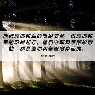 Picture 06 - 民 數 記 9:23 CUVT - 他 們 遵 耶 和 華 的 吩 咐 安 營 ， - Bible Verse Picture
