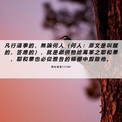 Picture 06 - 瑪 拉 基 書 2:12 CUVT - 凡 行 這 事 的 ， 無 論 何 人 （ 何 - Bible Verse Picture