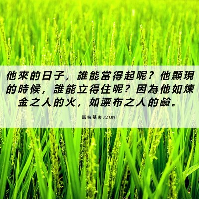 Picture 06 - 瑪 拉 基 書 3:2 CUVT - 他 來 的 日 子 ， 誰 能 當 得 起 呢 - Bible Verse Picture