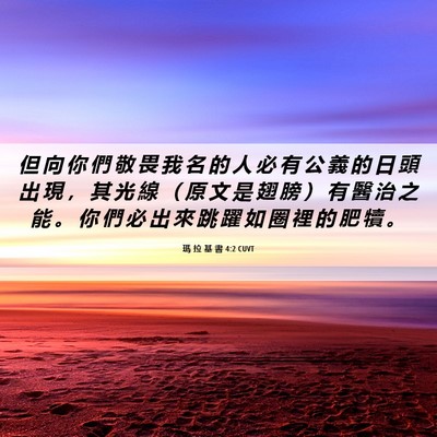 Picture 06 - 瑪 拉 基 書 4:2 CUVT - 但 向 你 們 敬 畏 我 名 的 人 必 有 - Bible Verse Picture