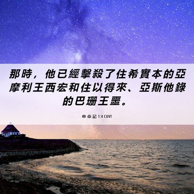Picture 06 - 申 命 記 1:4 CUVT - 那 時 ， 他 已 經 擊 殺 了 住 希 實 - Bible Verse Picture