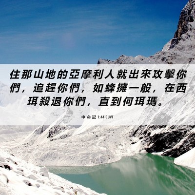 Picture 06 - 申 命 記 1:44 CUVT - 住 那 山 地 的 亞 摩 利 人 就 出 來 - Bible Verse Picture