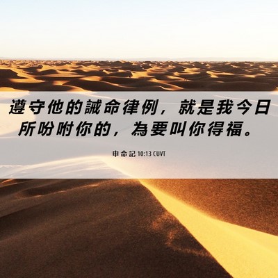 Picture 06 - 申 命 記 10:13 CUVT - 遵 守 他 的 誡 命 律 例 ， 就 是 我 - Bible Verse Picture