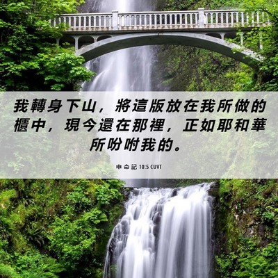 Picture 06 - 申 命 記 10:5 CUVT - 我 轉 身 下 山 ， 將 這 版 放 在 我 - Bible Verse Picture