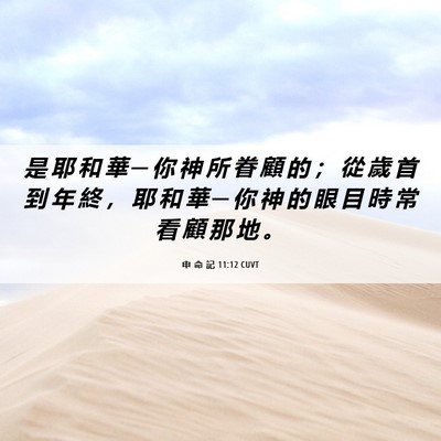 Picture 06 - 申 命 記 11:12 CUVT - 是 耶 和 華 ─ 你 神 所 眷 顧 的 ； - Bible Verse Picture