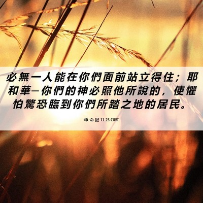 Picture 06 - 申 命 記 11:25 CUVT - 必 無 一 人 能 在 你 們 面 前 站 立 - Bible Verse Picture