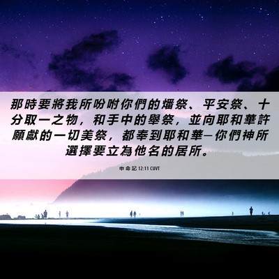 Picture 06 - 申 命 記 12:11 CUVT - 那 時 要 將 我 所 吩 咐 你 們 的 燔 - Bible Verse Picture