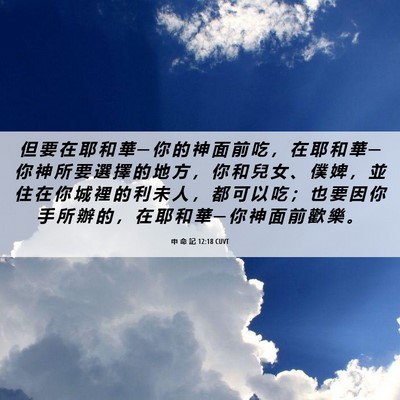 Picture 06 - 申 命 記 12:18 CUVT - 但 要 在 耶 和 華 ─ 你 的 神 面 前 - Bible Verse Picture