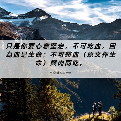 Picture 06 - 申 命 記 12:23 CUVT - 只 是 你 要 心 意 堅 定 ， 不 可 吃 - Bible Verse Picture