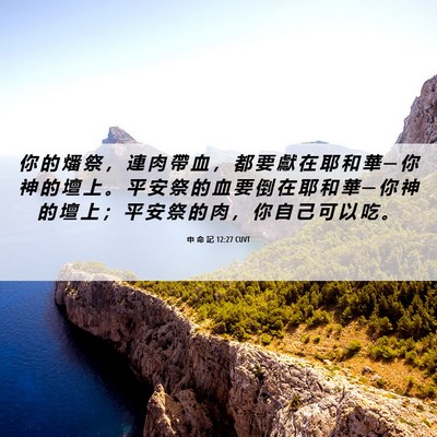Picture 06 - 申 命 記 12:27 CUVT - 你 的 燔 祭 ， 連 肉 帶 血 ， 都 要 - Bible Verse Picture