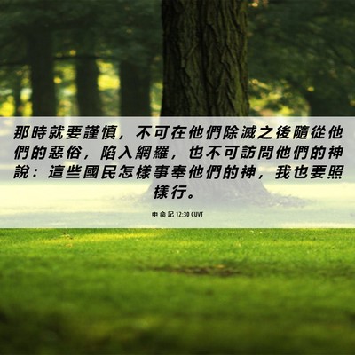 Picture 06 - 申 命 記 12:30 CUVT - 那 時 就 要 謹 慎 ， 不 可 在 他 們 - Bible Verse Picture