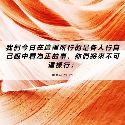 Picture 06 - 申 命 記 12:8 CUVT - 我 們 今 日 在 這 裡 所 行 的 是 各 - Bible Verse Picture