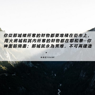 Picture 06 - 申 命 記 13:16 CUVT - 你 從 那 城 裡 所 奪 的 財 物 都 要 - Bible Verse Picture