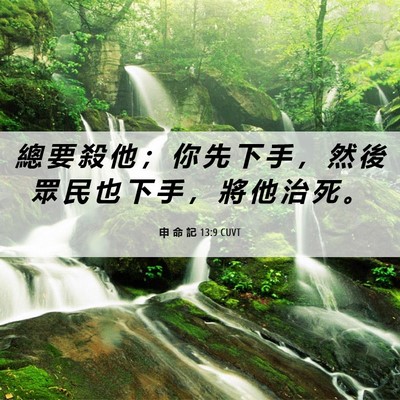Picture 06 - 申 命 記 13:9 CUVT - 總 要 殺 他 ； 你 先 下 手 ， 然 後 - Bible Verse Picture