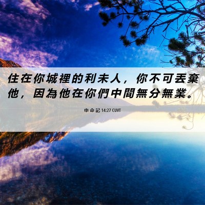 Picture 06 - 申 命 記 14:27 CUVT - 住 在 你 城 裡 的 利 未 人 ， 你 不 - Bible Verse Picture