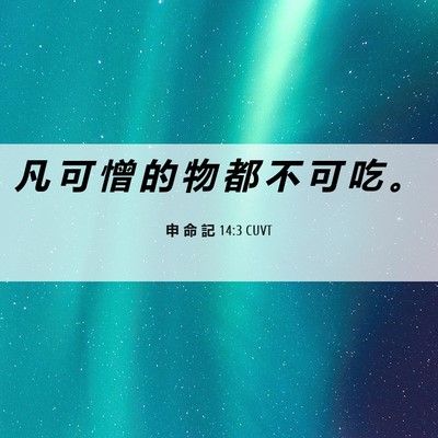 Picture 06 - 申 命 記 14:3 CUVT - 凡 可 憎 的 物 都 不 可 吃 - Bible Verse Picture