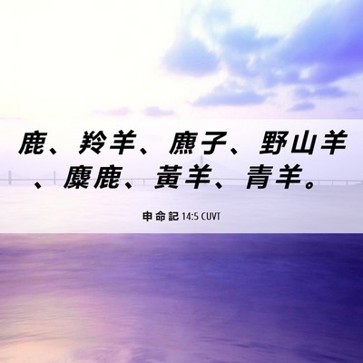 Picture 06 - 申 命 記 14:5 CUVT - 鹿 、 羚 羊 、 麃 子 、 野 山 羊 、 - Bible Verse Picture
