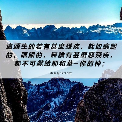 Picture 06 - 申 命 記 15:21 CUVT - 這 頭 生 的 若 有 甚 麼 殘 疾 ， 就 - Bible Verse Picture