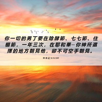 Picture 06 - 申 命 記 16:16 CUVT - 你 一 切 的 男 丁 要 在 除 酵 節 、 - Bible Verse Picture