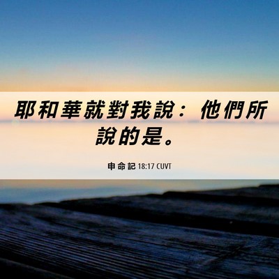 Picture 06 - 申 命 記 18:17 CUVT - 耶 和 華 就 對 我 說 ： 他 們 所 說 - Bible Verse Picture