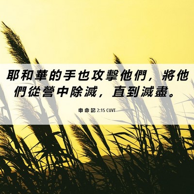 Picture 06 - 申 命 記 2:15 CUVT - 耶 和 華 的 手 也 攻 擊 他 們 ， 將 - Bible Verse Picture