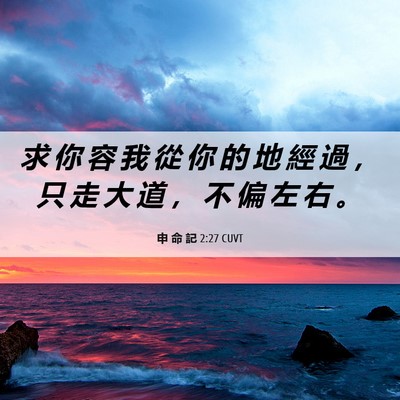 Picture 06 - 申 命 記 2:27 CUVT - 求 你 容 我 從 你 的 地 經 過 ， 只 - Bible Verse Picture