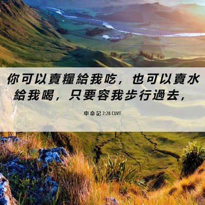 Picture 06 - 申 命 記 2:28 CUVT - 你 可 以 賣 糧 給 我 吃 ， 也 可 以 - Bible Verse Picture