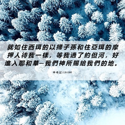 Picture 06 - 申 命 記 2:29 CUVT - 就 如 住 西 珥 的 以 掃 子 孫 和 住 - Bible Verse Picture