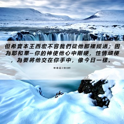 Picture 06 - 申 命 記 2:30 CUVT - 但 希 實 本 王 西 宏 不 容 我 們 從 - Bible Verse Picture