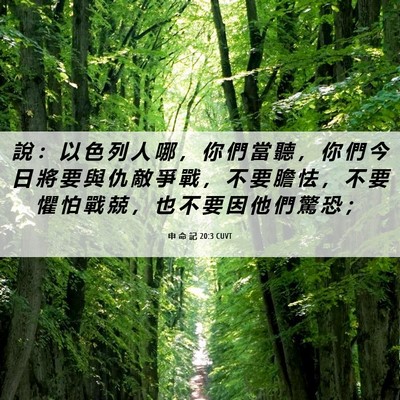Picture 06 - 申 命 記 20:3 CUVT - 說 ： 以 色 列 人 哪 ， 你 們 當 聽 - Bible Verse Picture
