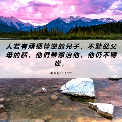 Picture 06 - 申 命 記 21:18 CUVT - 人 若 有 頑 梗 悖 逆 的 兒 子 ， 不 - Bible Verse Picture