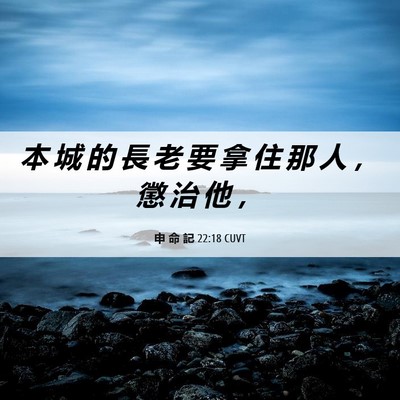 Picture 06 - 申 命 記 22:18 CUVT - 本 城 的 長 老 要 拿 住 那 人 ， 懲 - Bible Verse Picture
