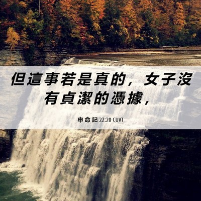 Picture 06 - 申 命 記 22:20 CUVT - 但 這 事 若 是 真 的 ， 女 子 沒 有 - Bible Verse Picture
