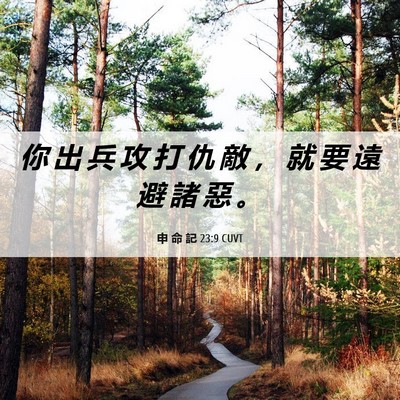 Picture 06 - 申 命 記 23:9 CUVT - 你 出 兵 攻 打 仇 敵 ， 就 要 遠 避 - Bible Verse Picture
