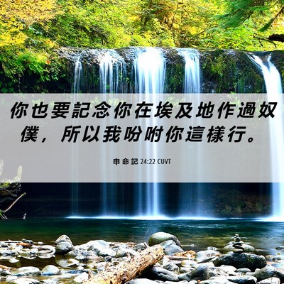 Picture 06 - 申 命 記 24:22 CUVT - 你 也 要 記 念 你 在 埃 及 地 作 過 - Bible Verse Picture