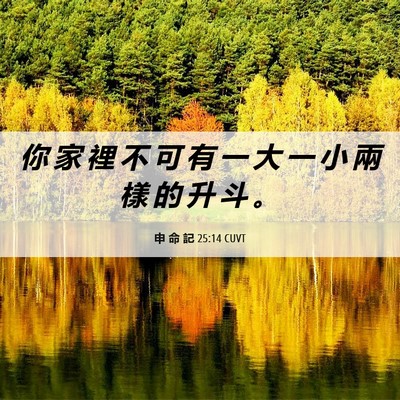 Picture 06 - 申 命 記 25:14 CUVT - 你 家 裡 不 可 有 一 大 一 小 兩 樣 - Bible Verse Picture