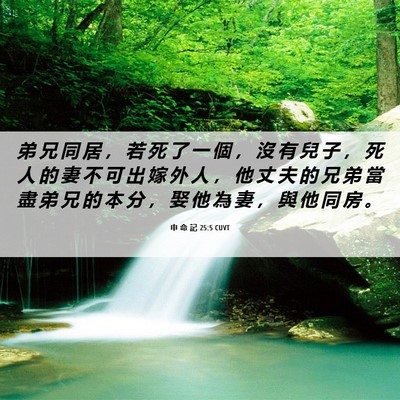 Picture 06 - 申 命 記 25:5 CUVT - 弟 兄 同 居 ， 若 死 了 一 個 ， 沒 - Bible Verse Picture