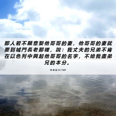 Picture 06 - 申 命 記 25:7 CUVT - 那 人 若 不 願 意 娶 他 哥 哥 的 妻 - Bible Verse Picture