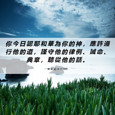 Picture 06 - 申 命 記 26:17 CUVT - 你 今 日 認 耶 和 華 為 你 的 神 ， - Bible Verse Picture