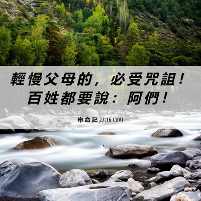 Picture 06 - 申 命 記 27:16 CUVT - 輕 慢 父 母 的 ， 必 受 咒 詛 ！ 百 - Bible Verse Picture