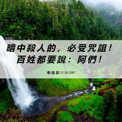 Picture 06 - 申 命 記 27:24 CUVT - 暗 中 殺 人 的 ， 必 受 咒 詛 ！ 百 - Bible Verse Picture