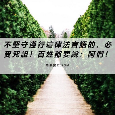 Picture 06 - 申 命 記 27:26 CUVT - 不 堅 守 遵 行 這 律 法 言 語 的 ， - Bible Verse Picture