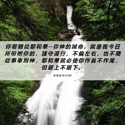 Picture 06 - 申 命 記 28:13 CUVT - 你 若 聽 從 耶 和 華 ─ 你 神 的 誡 - Bible Verse Picture