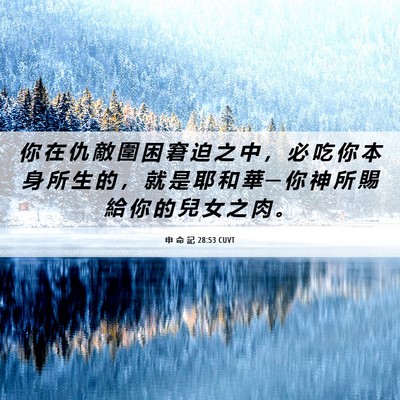 Picture 06 - 申 命 記 28:53 CUVT - 你 在 仇 敵 圍 困 窘 迫 之 中 ， 必 - Bible Verse Picture