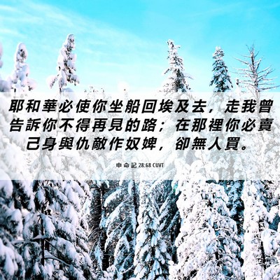 Picture 06 - 申 命 記 28:68 CUVT - 耶 和 華 必 使 你 坐 船 回 埃 及 去 - Bible Verse Picture