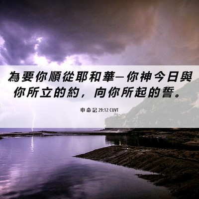 Picture 06 - 申 命 記 29:12 CUVT - 為 要 你 順 從 耶 和 華 ─ 你 神 今 - Bible Verse Picture