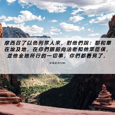 Picture 06 - 申 命 記 29:2 CUVT - 摩 西 召 了 以 色 列 眾 人 來 ， 對 - Bible Verse Picture
